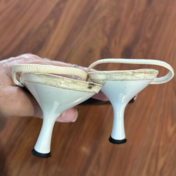 Rene Mancini black and white pointy toe heels Paris size 40 9.5 - Picture 4 of 7